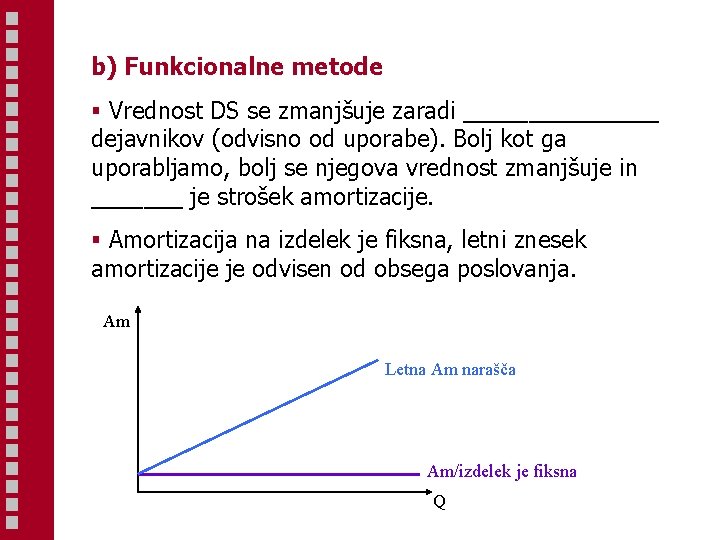 b) Funkcionalne metode § Vrednost DS se zmanjšuje zaradi ________ dejavnikov (odvisno od uporabe).