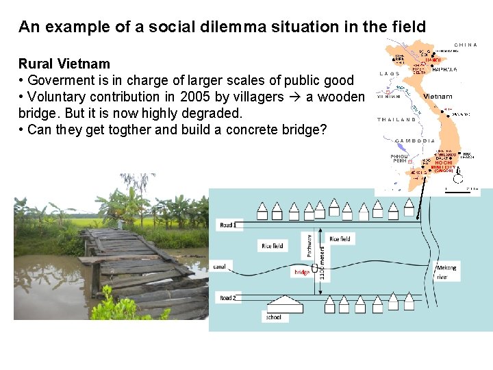 An example of a social dilemma situation in the field Rural Vietnam • Goverment