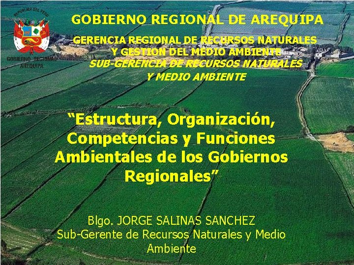 GOBIERNO REGIONAL DE AREQUIPA GERENCIA REGIONAL DE RECURSOS NATURALES Y GESTION DEL MEDIO AMBIENTE