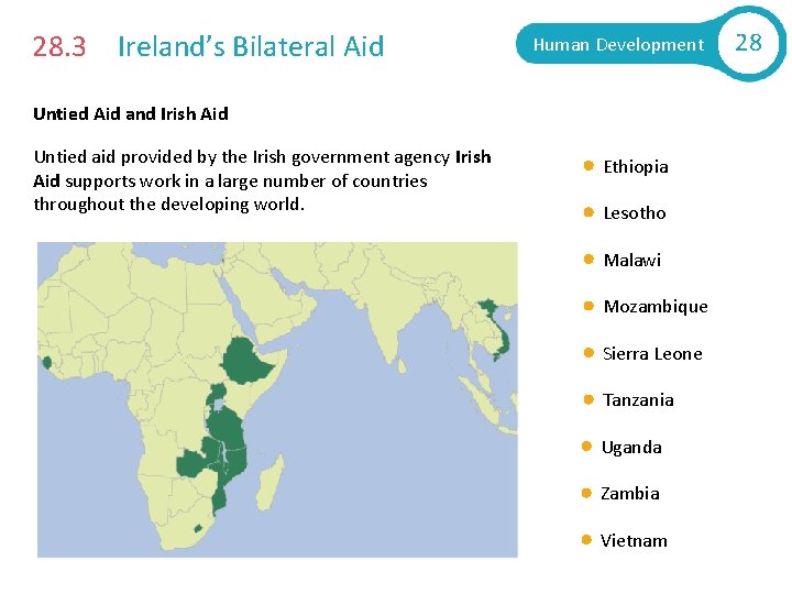 28. 3 Ireland’s Bilateral Aid Human Development Untied Aid and Irish Aid Untied aid