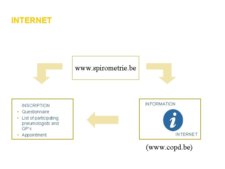 INTERNET www. spirometrie. be INSCRIPTION § Questionnaire § List of participating pneumologists and GP’s