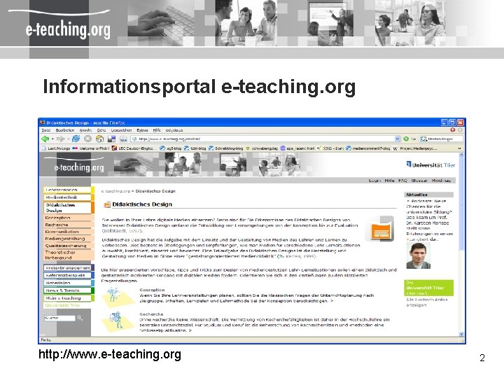 Informationsportal e-teaching. org http: //www. e-teaching. org 2 