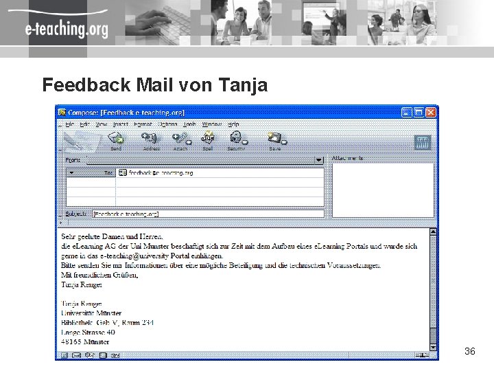 Feedback Mail von Tanja 36 