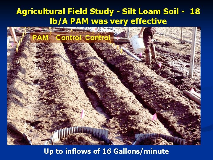 Agricultural Field Study - Silt Loam Soil - 18 lb/A PAM was very effective