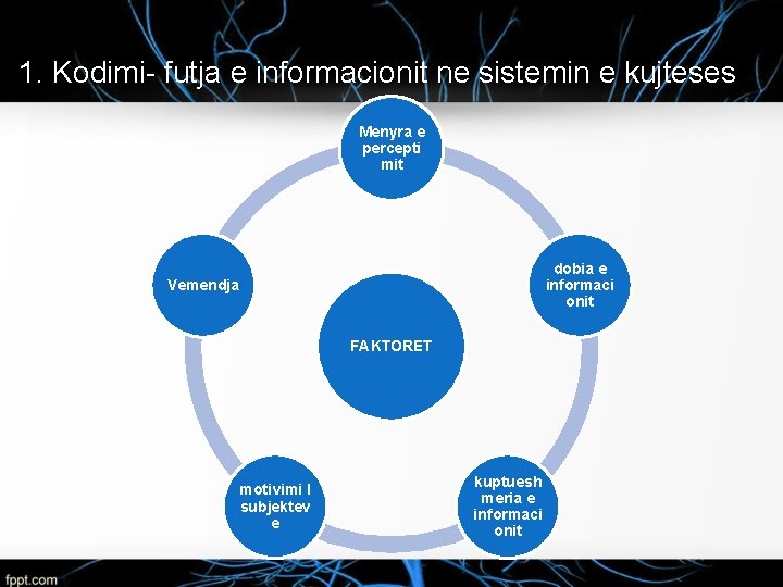 1. Kodimi- futja e informacionit ne sistemin e kujteses Menyra e percepti mit dobia