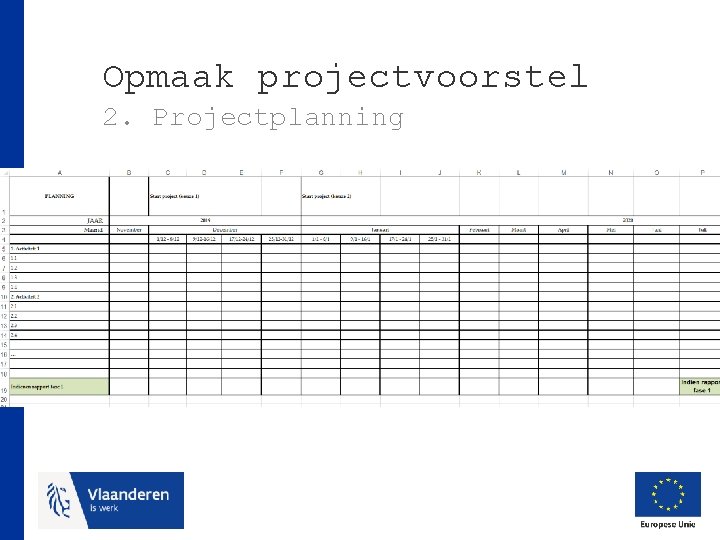Opmaak projectvoorstel 2. Projectplanning 