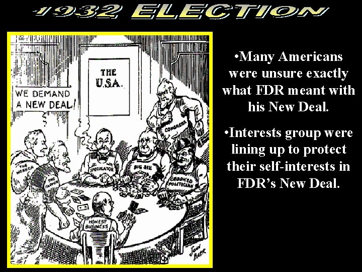 CARTOON 1932 • Many Americans were unsure exactly what FDR meant with his New