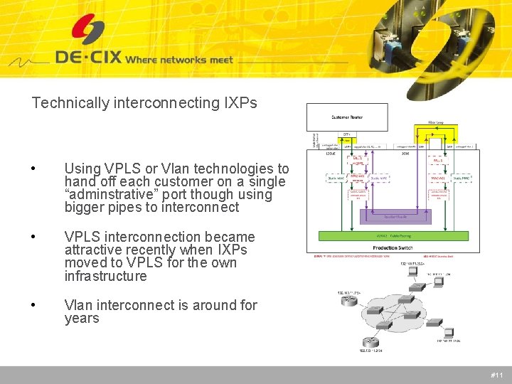 Technically interconnecting IXPs • Using VPLS or Vlan technologies to hand off each customer