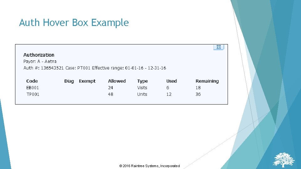 Auth Hover Box Example © 2016 Raintree Systems, Incorporated Auth Hover Box Example © 2016 Raintree Systems, Incorporated