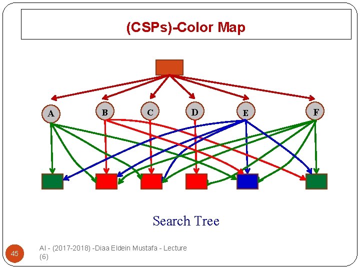 (CSPs)-Color Map A B C D Search Tree 45 AI - (2017 -2018) -Diaa
