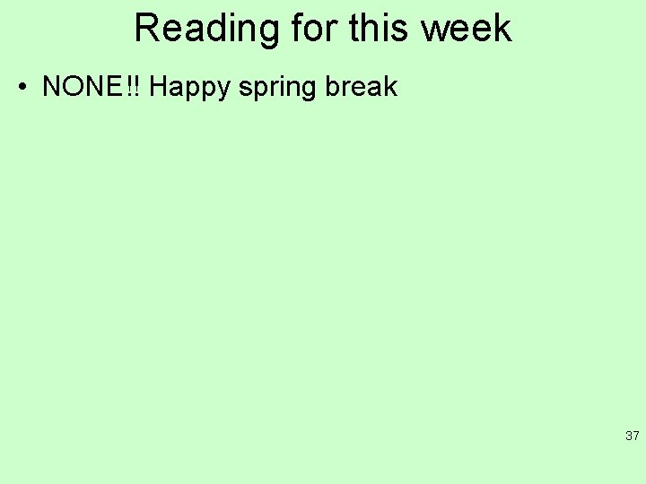 Reading for this week • NONE!! Happy spring break 37 