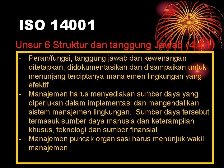 ISO 14001 Unsur 6 Struktur dan tanggung Jawab (4. 4. 1) - Peran/fungsi, tanggung