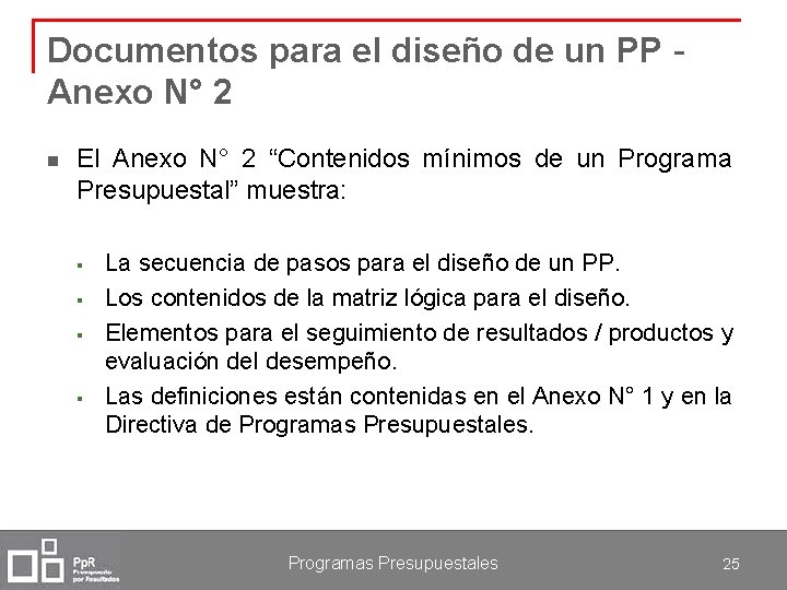 Documentos para el diseño de un PP - Anexo N° 2 n El Anexo