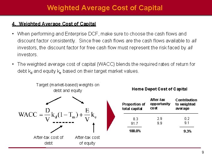 Weighted Average Cost of Capital 4. Weighted Average Cost of Capital • When performing