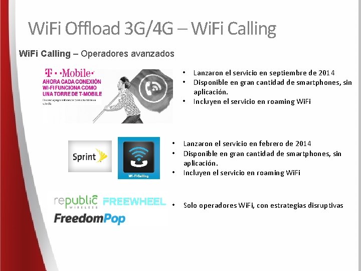 Wi. Fi Offload 3 G/4 G – Wi. Fi Calling – Operadores avanzados •