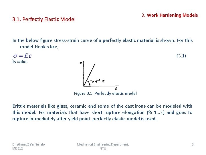 3. Work Hardening Models 3. 1. Perfectly Elastic Model In the below figure stress