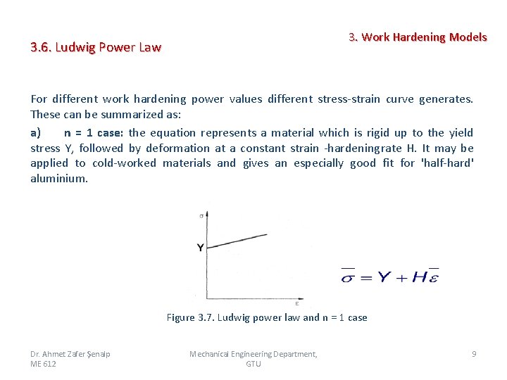 3. Work Hardening Models 3. 6. Ludwig Power Law For different work hardening power