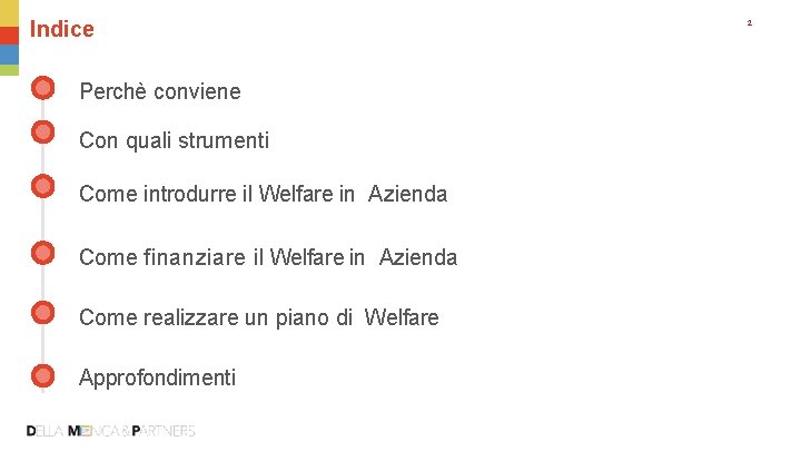 Indice Perchè conviene Con quali strumenti Come introdurre il Welfare in Azienda Come finanziare