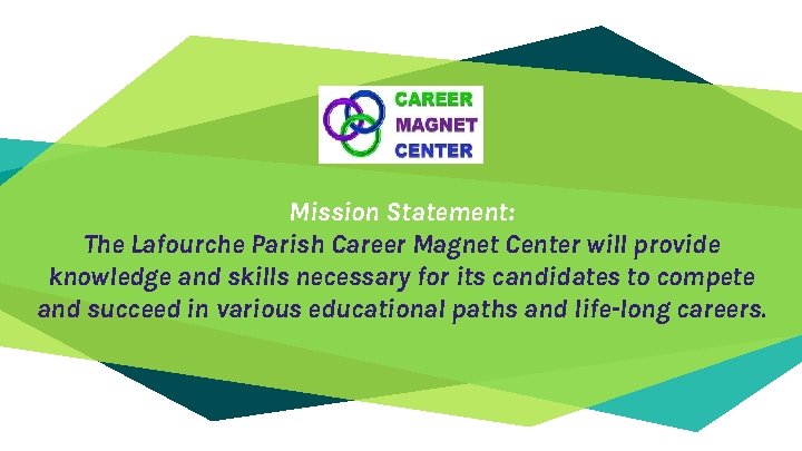 “ Mission Statement: The Lafourche Parish Career Magnet Center will provide knowledge and skills “ Mission Statement: The Lafourche Parish Career Magnet Center will provide knowledge and skills