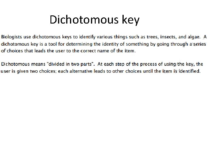 Dichotomous key 
