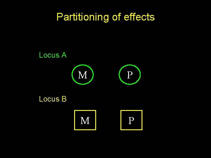 Partitioning of effects Locus A M P Locus B 