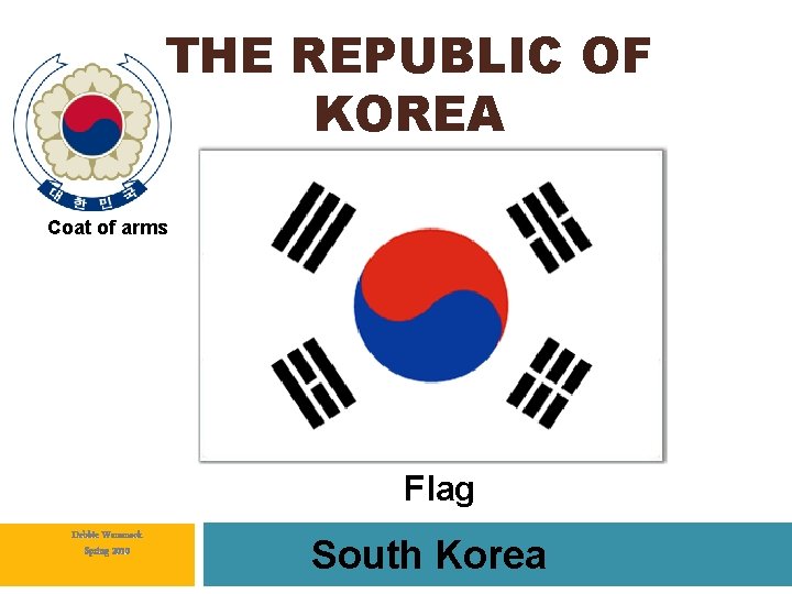 THE REPUBLIC OF KOREA Coat of arms Flag South Korea 