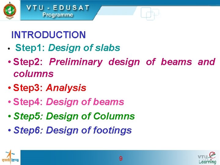 INTRODUCTION • Step 1: Design of slabs • Step 2: Preliminary design of beams INTRODUCTION • Step 1: Design of slabs • Step 2: Preliminary design of beams