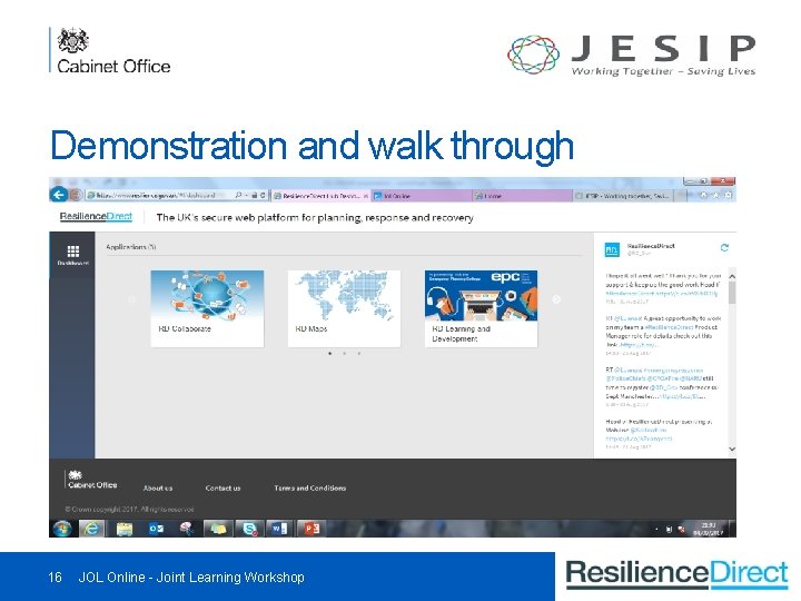 Demonstration and walk through 16 JOL Online - Joint Learning Workshop 