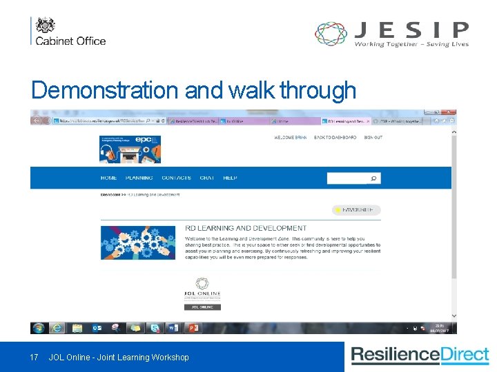 Demonstration and walk through 17 JOL Online - Joint Learning Workshop 