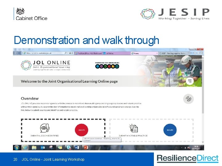 Demonstration and walk through 20 JOL Online - Joint Learning Workshop 