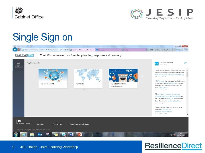 Single Sign on 9 JOL Online - Joint Learning Workshop 