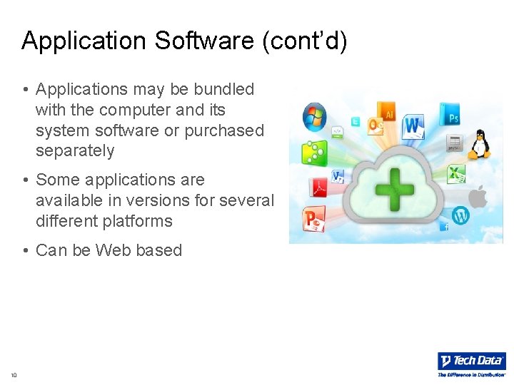 Application Software (cont’d) • Applications may be bundled with the computer and its system Application Software (cont’d) • Applications may be bundled with the computer and its system