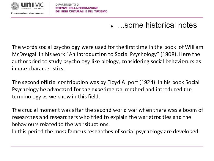  . . . some historical notes The words social psychology were used for