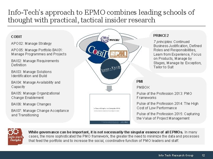 Info-Tech’s approach to EPMO combines leading schools of thought with practical, tactical insider research