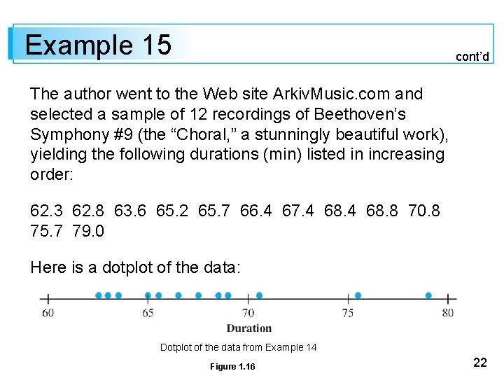 Example 15 cont’d The author went to the Web site Arkiv. Music. com and