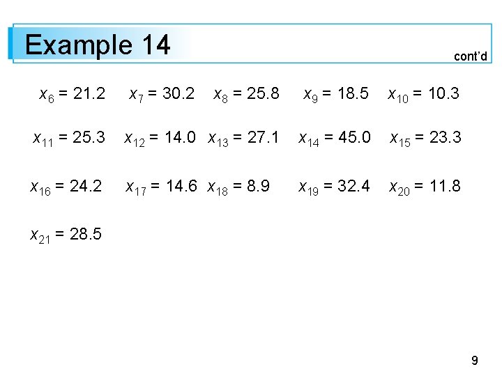 Example 14 x 6 = 21. 2 x 7 = 30. 2 cont’d x