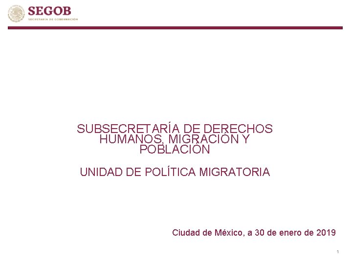 SUBSECRETARÍA DE DERECHOS HUMANOS, MIGRACIÓN Y POBLACIÓN UNIDAD DE POLÍTICA MIGRATORIA Ciudad de México,