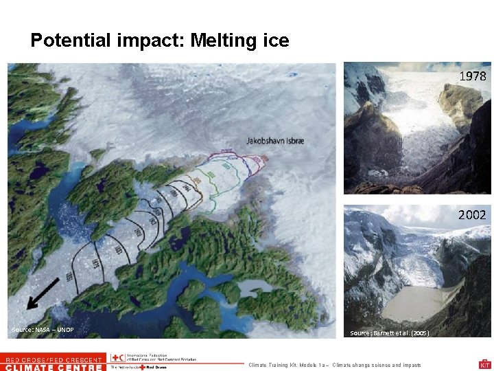 Potential impact: Melting ice 1978 2002 Source: NASA – UNDP Source: Barnett et al.