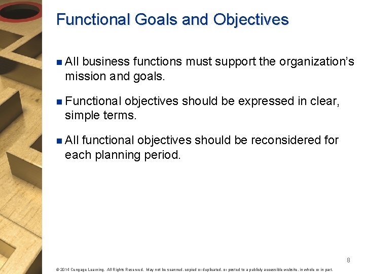 Functional Objectives Format CHAPTER 2 Strategic Marketing Planning 2014 Cengage Learning