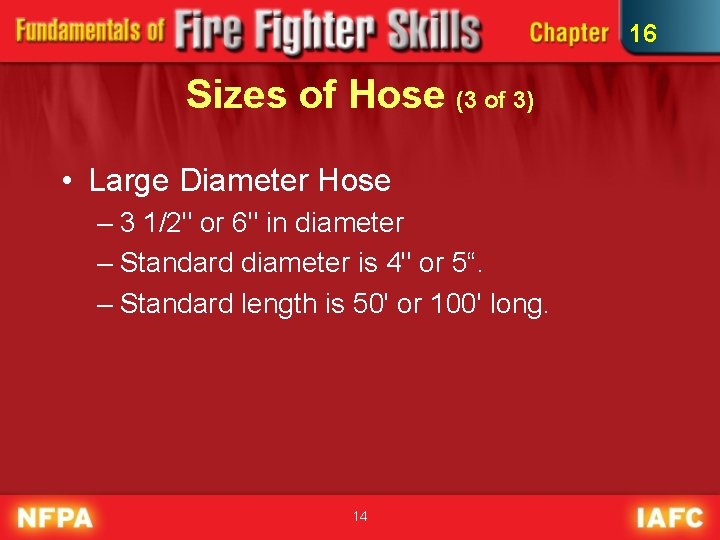 16 Sizes of Hose (3 of 3) • Large Diameter Hose – 3 1/2"