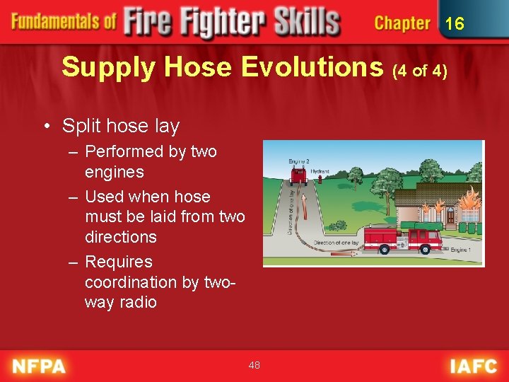16 Supply Hose Evolutions (4 of 4) • Split hose lay – Performed by