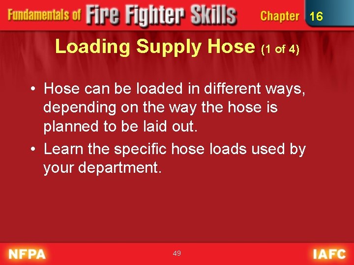 16 Loading Supply Hose (1 of 4) • Hose can be loaded in different