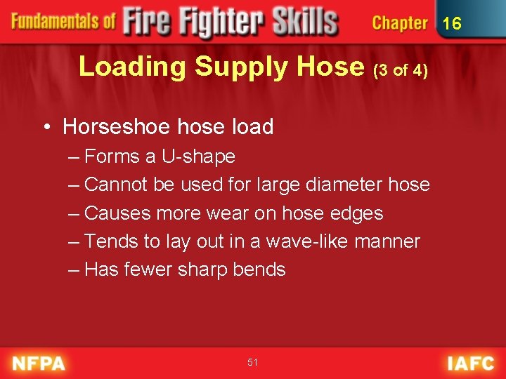 16 Loading Supply Hose (3 of 4) • Horseshoe hose load – Forms a