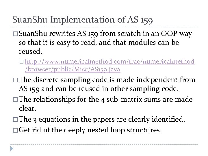 Suan. Shu Implementation of AS 159 � Suan. Shu rewrites AS 159 from scratch