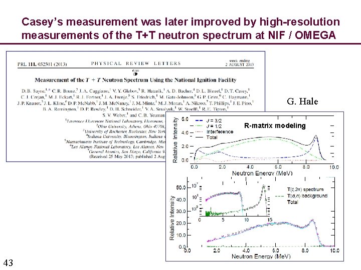 Casey’s measurement was later improved by high-resolution measurements of the T+T neutron spectrum at Casey’s measurement was later improved by high-resolution measurements of the T+T neutron spectrum at