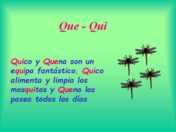 Que - Quico y Quena son un equipo fantástico. Quico alimenta y limpia los