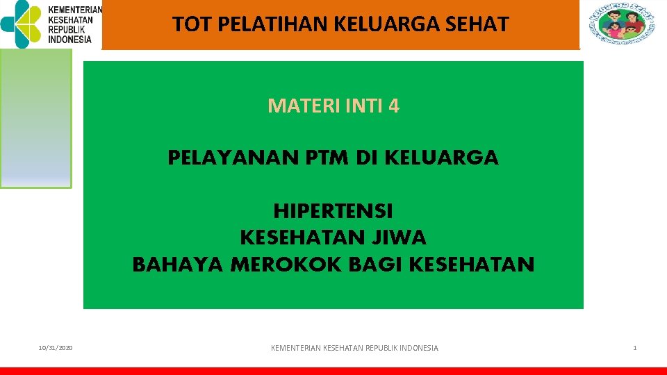 TOT PELATIHAN KELUARGA SEHAT MATERI INTI 4 PELAYANAN PTM DI KELUARGA HIPERTENSI KESEHATAN JIWA TOT PELATIHAN KELUARGA SEHAT MATERI INTI 4 PELAYANAN PTM DI KELUARGA HIPERTENSI KESEHATAN JIWA