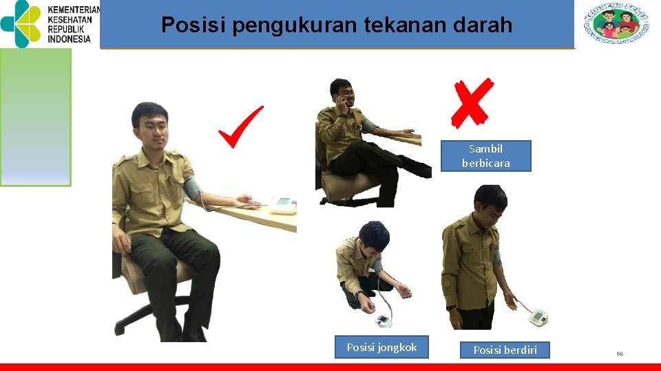 TOT PELATIHAN KELUARGA SEHAT Posisi pengukuran tekanan darah Sambil berbicara Posisi jongkok Posisi berdiri TOT PELATIHAN KELUARGA SEHAT Posisi pengukuran tekanan darah Sambil berbicara Posisi jongkok Posisi berdiri