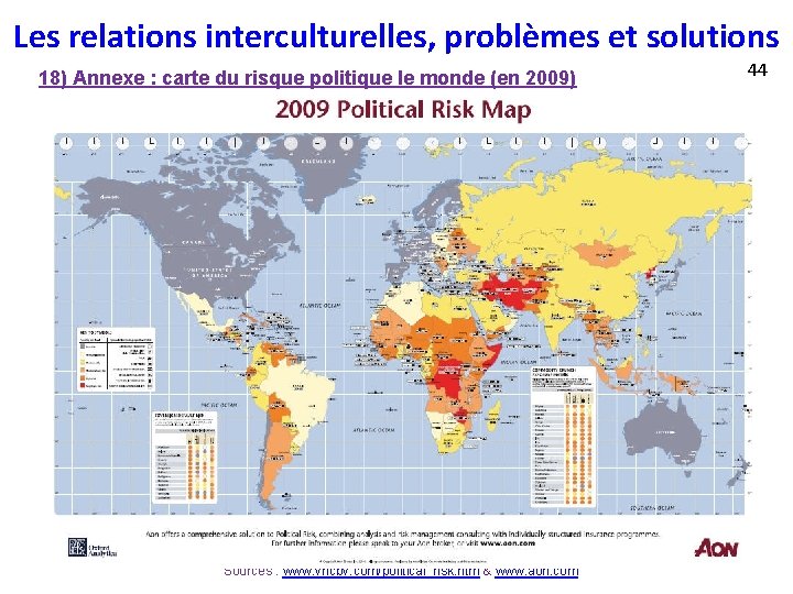 Les relations interculturelles, problèmes et solutions 18) Annexe : carte du risque politique le