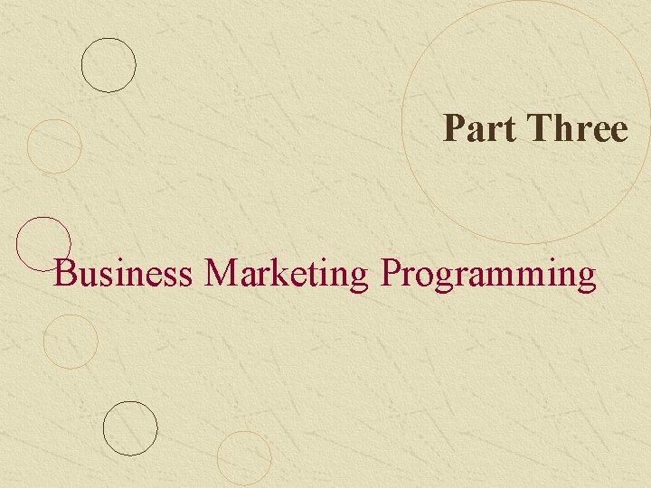Part Three Business Marketing Programming 